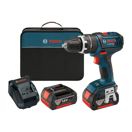 Bosch HDS181-01 18-Volt Lithium-Ion 1-2-Inch Compact Tough Hammer Drill-Driver Kit with 2 High Capacity Batteries Charger and Case